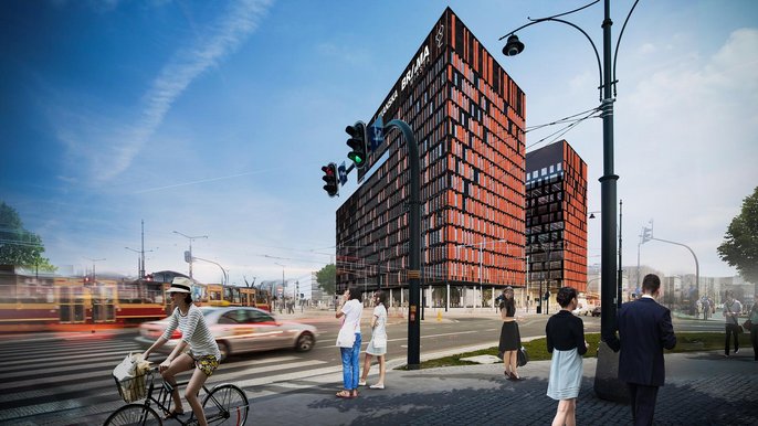 Brama Miasta to wyjątkowy projekt biurowy, realizowany przez Skanska w Łodzi, bezpośrednio przy dworcu Łódź Fabryczna -  fot. z arch. UMŁ